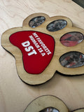 Custom wooden paw print photo frame