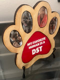 Custom wooden paw print photo frame