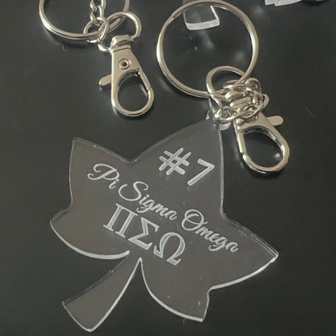 Clear AKA Custom Ivy Leaf Keychain