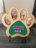 Custom wooden paw print photo frame