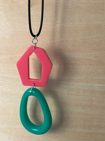 AKA Pink/Green Abstract Combo Necklace