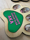 Custom wooden paw print photo frame