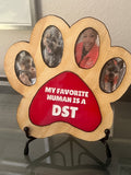 Custom wooden paw print photo frame
