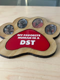 Custom wooden paw print photo frame